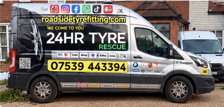 Roadside Tyre Fitting 24hr Tyre Rescue van, call 07539 443394